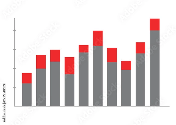 Fototapeta Business chart for infographic graph diagram in grey and red colors combination