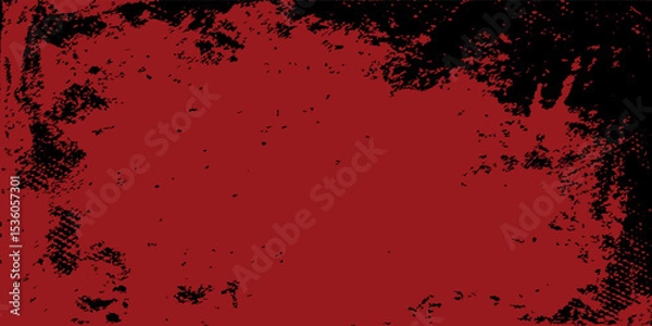 Fototapeta Grunge texture effect background. Distressed rough dark abstract textured. Black isolated on red. Graphic design element vintage style modern grunge