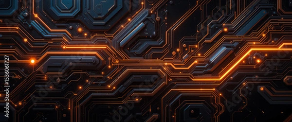 Obraz A digital artwork featuring a futuristic circuit board design