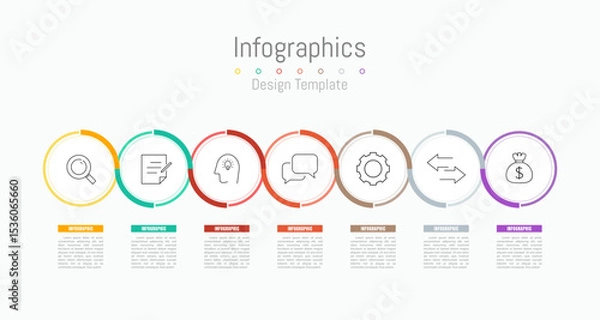 Fototapeta Infographic 7 options design elements for your business data. Vector Illustration.