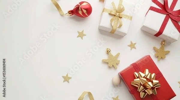 Obraz 3D Gift Box - shaped Decorations on White Background