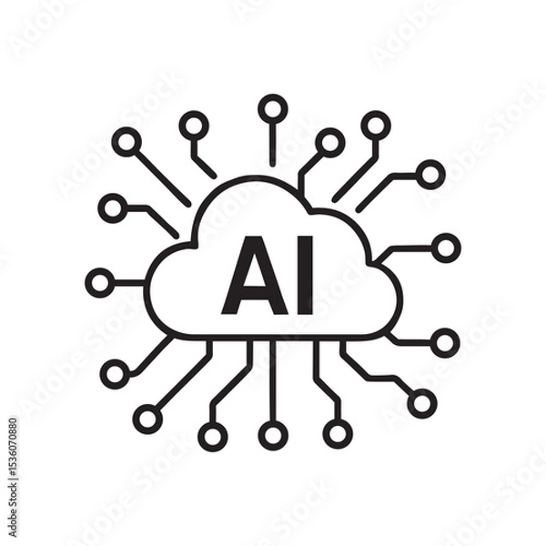Obraz AI Artificial Intelligence cloud icon. Machine learning, neural network, and technology concept