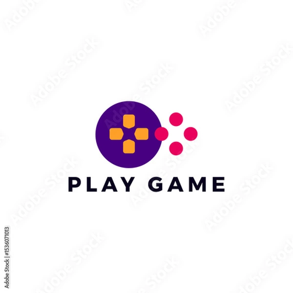 Fototapeta ILLUSTRATION JOYSTICK PURPLE ORANGE FLAT COLOR GAME LOGO ICON DESIGN TEMPLATE VECTOR