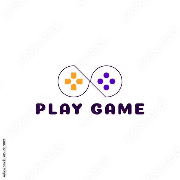 Fototapeta ILLUSTRATION JOYSTICK PURPLE ORANGE FLAT COLOR GAME LOGO ICON DESIGN TEMPLATE VECTOR