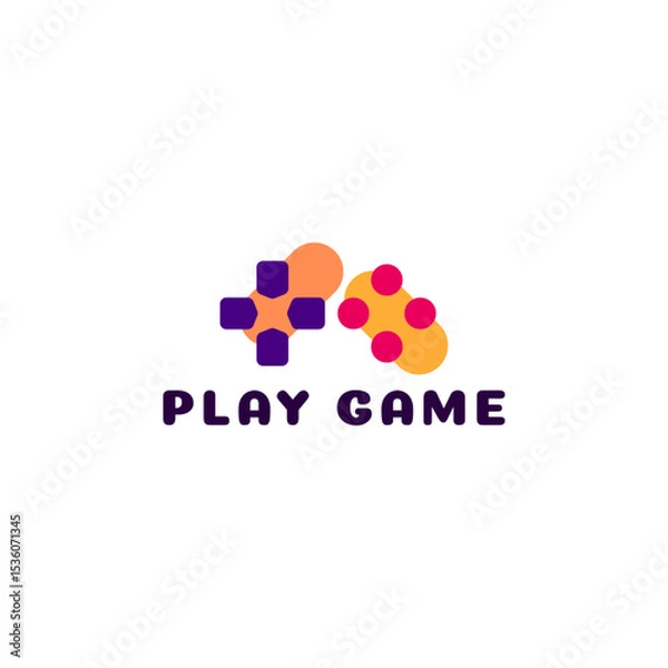 Fototapeta ILLUSTRATION JOYSTICK PURPLE ORANGE FLAT COLOR GAME LOGO ICON DESIGN TEMPLATE VECTOR