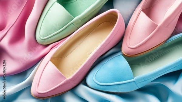 Obraz Pastel-colored flats on silk