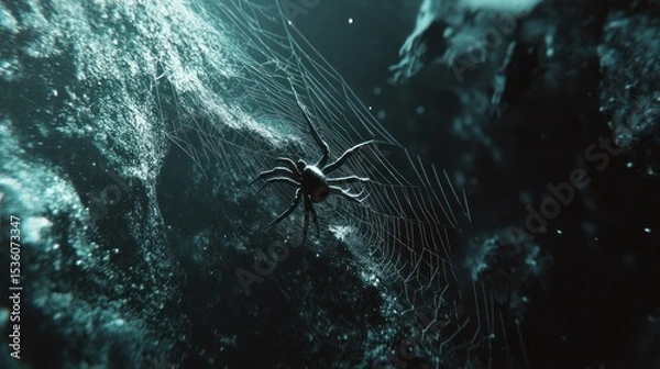 Obraz Spider on Web, Dark, Mystical Setting