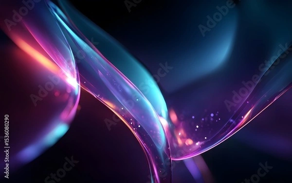 Fototapeta Abstract Flow of Neon Colors with Soft Glowing Lines