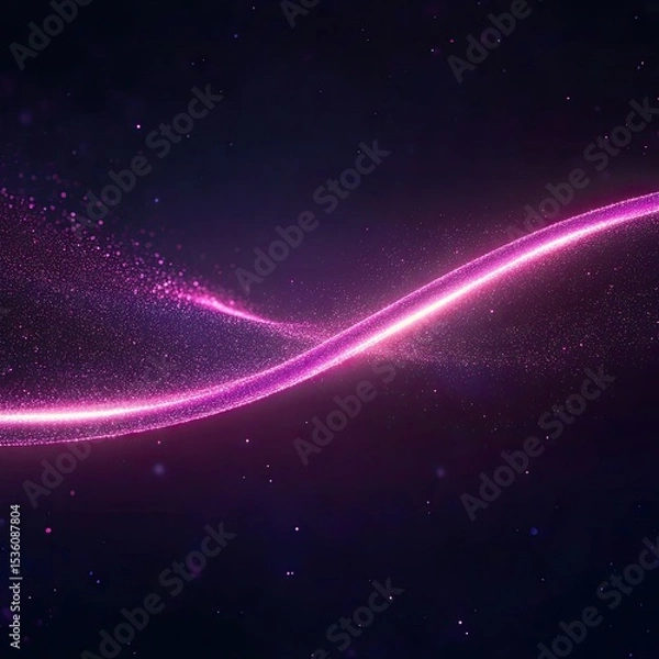 Fototapeta Glowing Abstract Light Wave with Particles on Dark Background