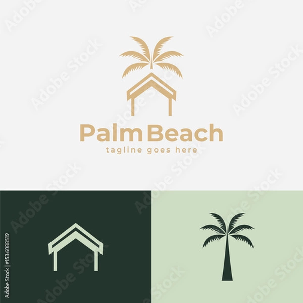 Fototapeta Palm House Resort hotel Logo Template Universal creative premium symbol. Vector illustration. Creative Minimal design template. Symbol for Corporate Business Identity