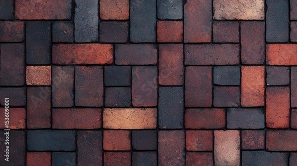 Obraz Dark Red Brown Brick Pavement Texture Background
