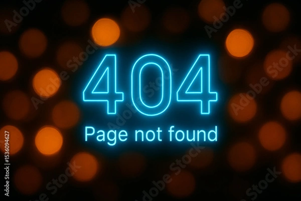 Obraz sign with glowing neon text in center page not found