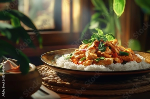 Obraz High-end advertising image of spicy Isaan-style papaya salad 