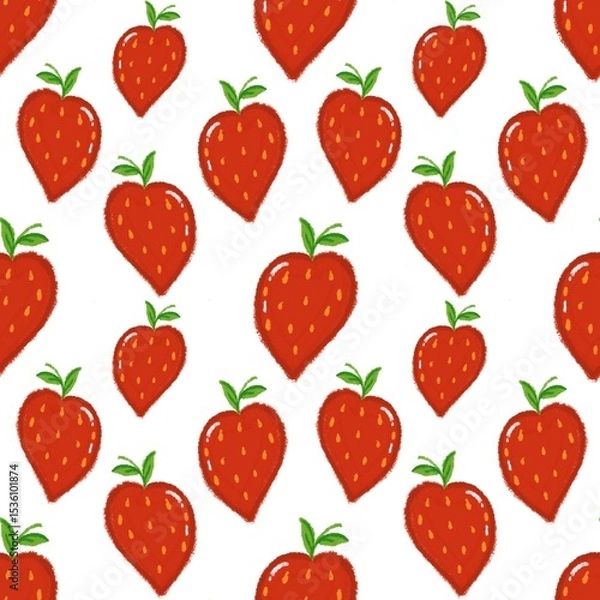 Obraz Pattern featuring red strawberry shapes on a white background