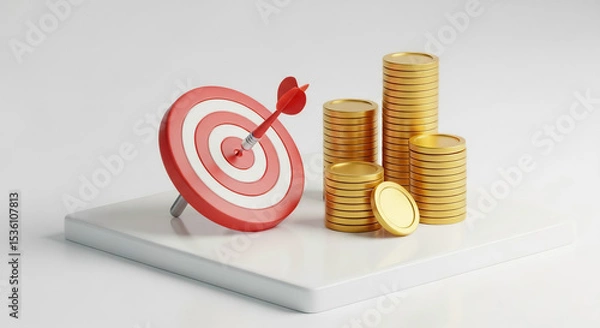 Fototapeta Target and Money Achieving Financial Goals and Success Concept