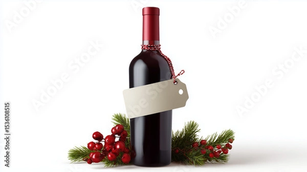Obraz Mockup of Wine Packaging with Christmas Decor