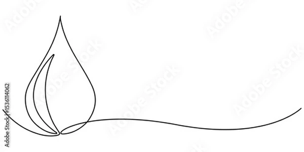 Fototapeta Continuous line drawing of drop. Water drop line icon. One line drawing background. Vector illustration. Water drop Continuous line icon, Continuous one line drawing of Water drop. Single line drawing