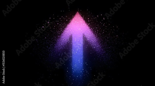 Fototapeta Gradient Arrow Formed by Sparkling Particles on a Dark Background