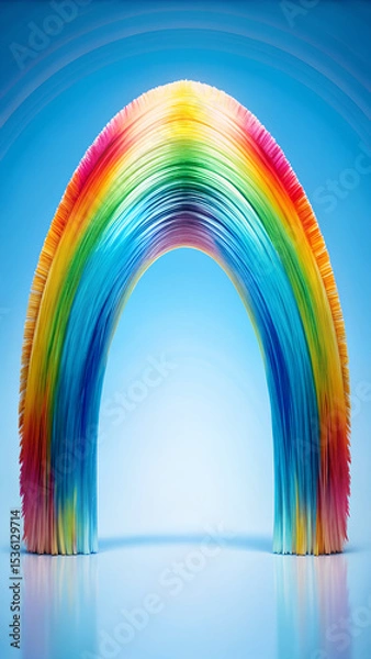 Fototapeta Minimal Curved Brush Strokes with Multicolor Gradient Mobile Ratio Composition
