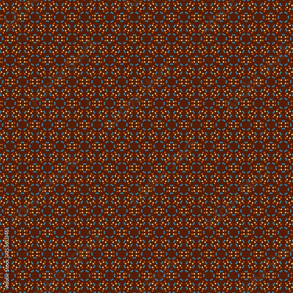 Fototapeta Brown series background Small yellow orange blue polka dots Primitive geometric pattern For fabrics, wrapping paper designs, home decor