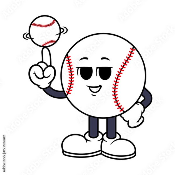 Obraz Vector Baseball Character Spinning Baseball on Finger
