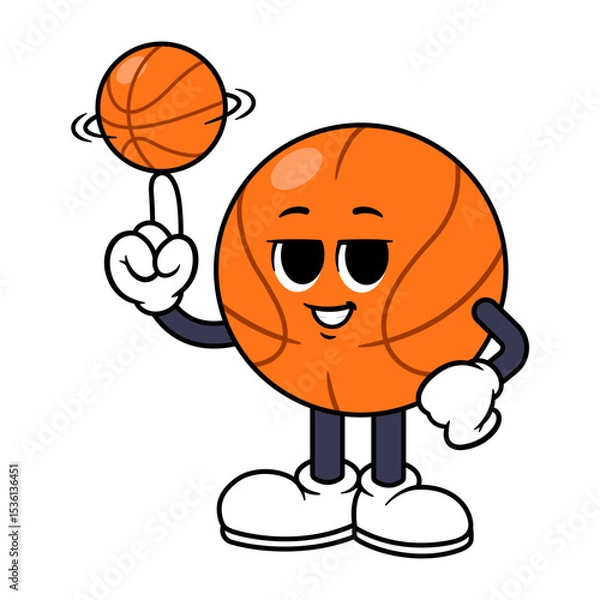 Obraz Vector Basketball Character Spinning Basketball on Finger
