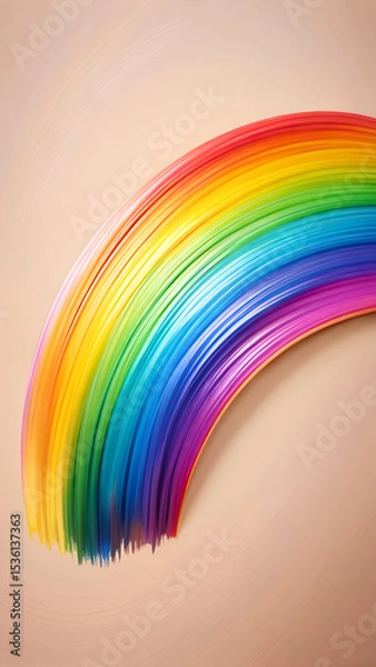 Fototapeta Minimal Curved Brush Strokes with Multicolor Gradient Mobile Ratio Composition
