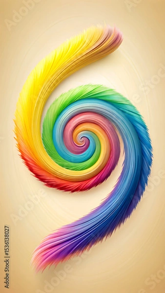 Fototapeta Minimal Curved Brush Strokes with Multicolor Gradient Mobile Ratio Composition