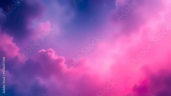 Fototapeta Dreamy Pink and Purple Clouds in a Serene Sky at Dusk