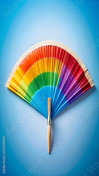 Fototapeta Minimal Curved Brush Strokes with Multicolor Gradient Mobile Ratio Composition