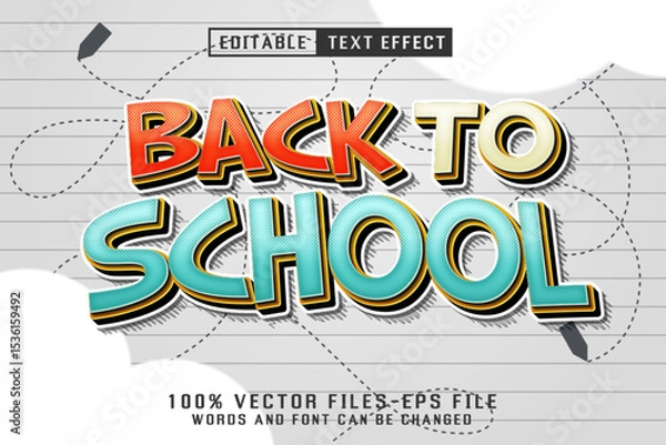 Fototapeta Back to School Cartoon Text - Editable Text Effect