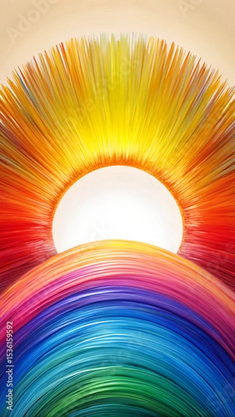 Fototapeta Minimal Curved Brush Strokes with Multicolor Gradient Mobile Ratio Composition