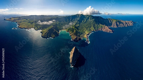Fototapeta magnificent aerial view of the island of UA HUKA in the Marquesas archipelago in French Polynesia