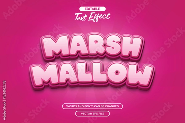 Obraz Marshmallow editable text effect with 3d pink text 