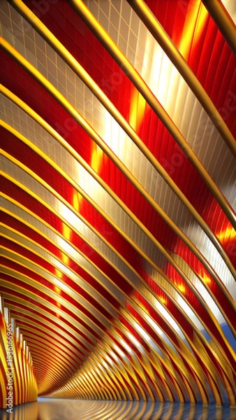 Fototapeta Minimal Curved Brush Strokes with Multicolor Gradient Mobile Ratio Composition
