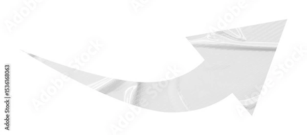 Fototapeta White crumpled paper arrow isolated on transparent background
