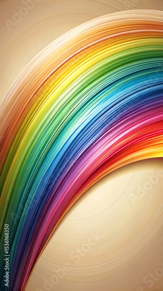 Fototapeta Minimal Curved Brush Strokes with Multicolor Gradient Mobile Ratio Composition