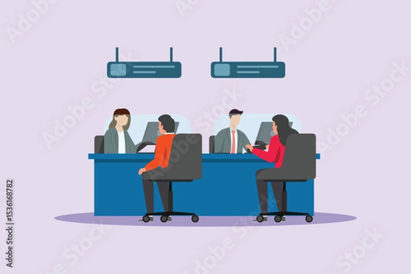 Obraz Public Service Concept. Colored flat vector illustration isolated