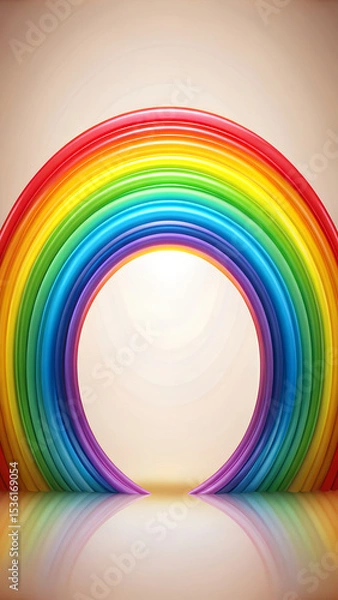 Fototapeta Minimal Curved Brush Strokes with Multicolor Gradient Mobile Ratio Composition