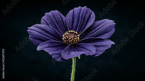 Obraz Close-up of a deep purple flower against a dark background.