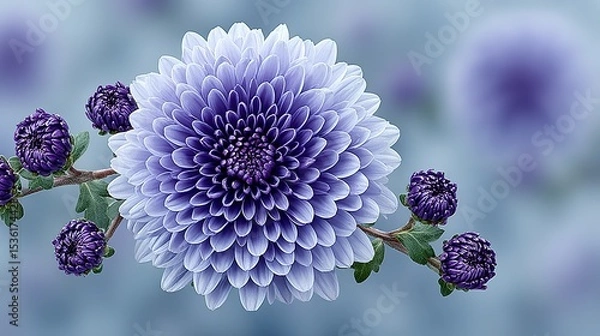 Obraz Close-up of a vibrant purple and blue chrysanthemum flower.