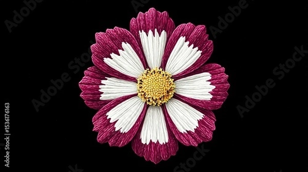 Obraz Detailed close-up of a crimson and white paper flower.