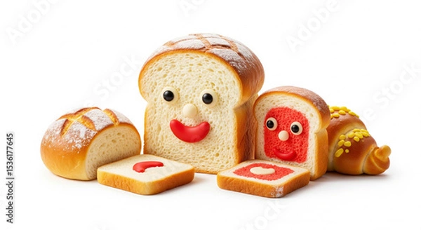 Obraz Cute Toasted Bread Faces with Jam