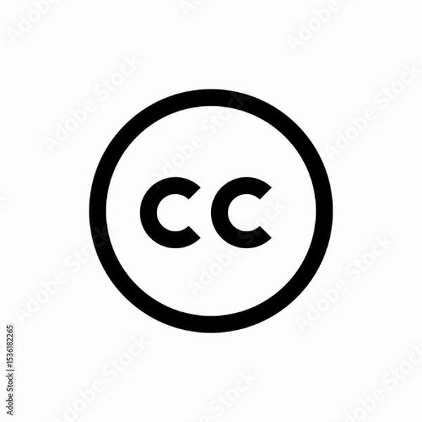 Fototapeta closed captions cc icon vector sign