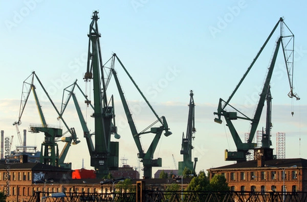Obraz Cranes at historical shipyard in Gdansk, Poland