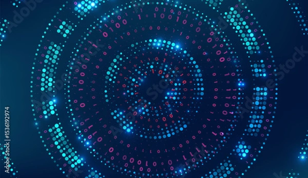 Fototapeta Abstract technology big data visualization. Innovation future data. Digital circles of particles. Graphic concept for your design