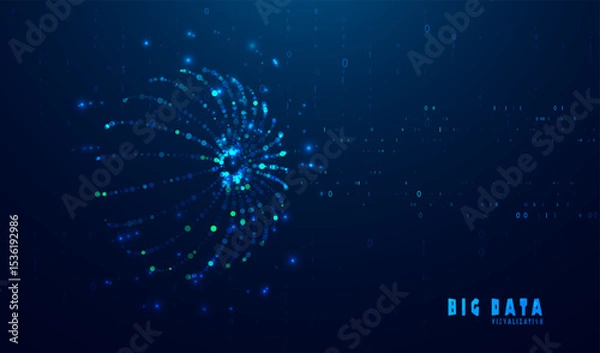 Fototapeta Abstract technology big data visualization. Innovation future data. Digital circles of particles. Graphic concept for your design