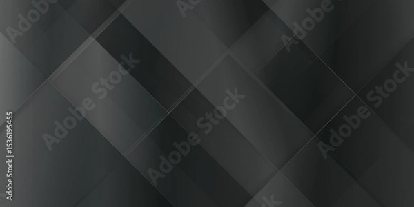 Fototapeta dark black Geometric banner design for design, Black color abstract background with ultramodern various geometric lines, minimalist background in black tones with luxury geometric stripes.