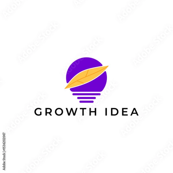 Fototapeta ILLUSTRATION ABSTRACT IDEA WITH LEAF SIMPLE BULB LAMP ORANGE PURPLE COLOR LOGO ICON TEMPLATE DESIGN VECTOR