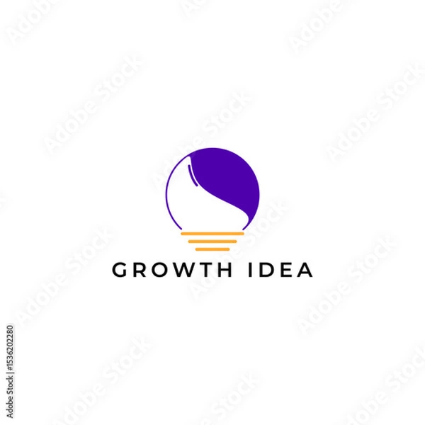 Fototapeta ILLUSTRATION ABSTRACT IDEA WITH LEAF SIMPLE BULB LAMP ORANGE PURPLE COLOR LOGO ICON TEMPLATE DESIGN VECTOR